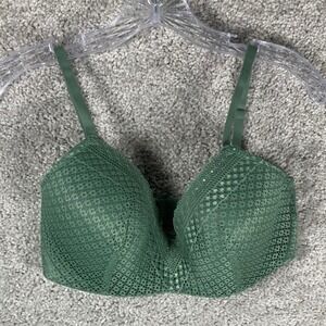 Madeform Women's Green Lace Push Up Bra Size 36D Adjustable Straps‎ Back Clasp